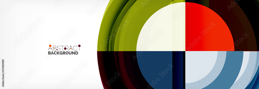 Round shapes, triangles and circles. Modern abstract background