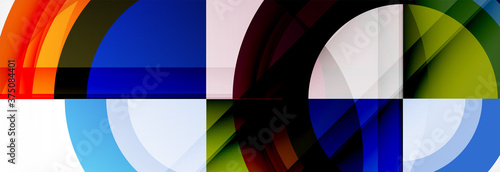 Round shapes  triangles and circles. Modern abstract background
