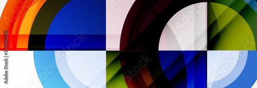 Round shapes, triangles and circles. Modern abstract background