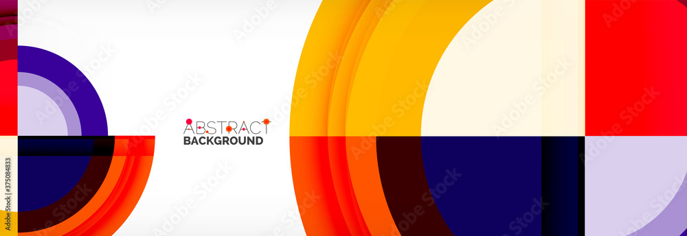 Round shapes, triangles and circles. Modern abstract background