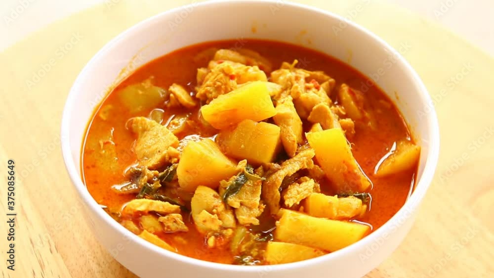 Pineapple with coconut milk curry in bowl, Thai famous food Pineapple with coconut milk curry in bowl, Thai famous food