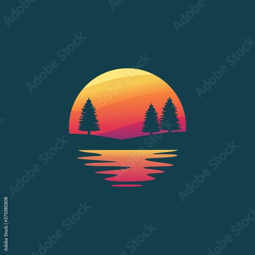 Pine tree silhouette logo design vector illustration  © sampahplastick