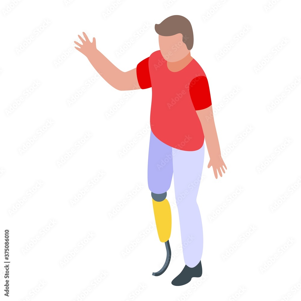 Kid amputated leg icon. Isometric of kid amputated leg vector icon for web design isolated on white background Kid amputated leg icon. Isometric of kid amputated leg vector icon for web design isolated on white background