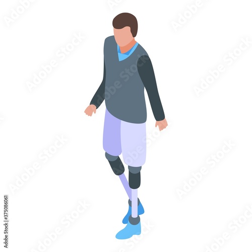 Walking man amputated legs icon. Isometric of walking man amputated legs vector icon for web design isolated on white background