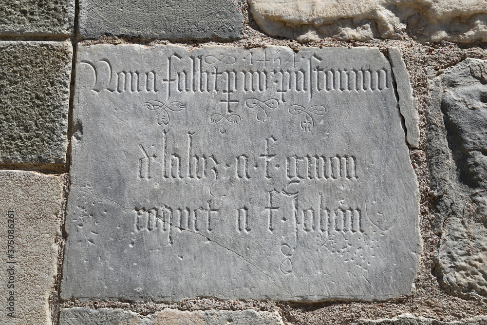 Writing in Bodrum Castle, Bodrum Town, Turkey