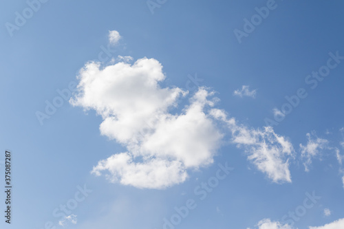 Blue sky with large white clouds  sky background.