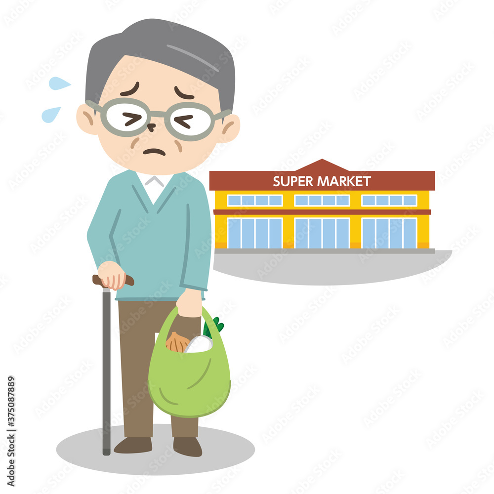 重い荷物を運ぶシニア男性 Stock Vector Adobe Stock