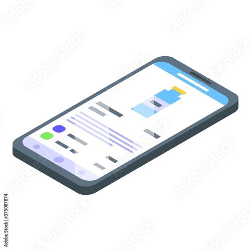 Smartphone online shopping icon. Isometric of smartphone online shopping vector icon for web design isolated on white background