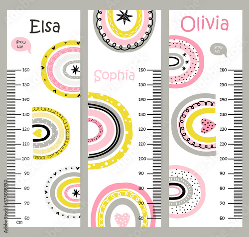 Kids height chart with rainbows