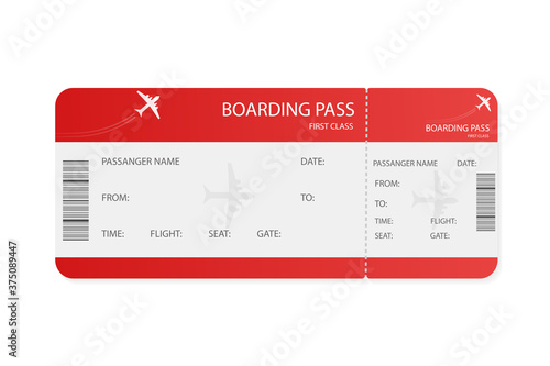 Flat empty airline tickets for concept design. Flat vector illustration. Business concept. Template vector.