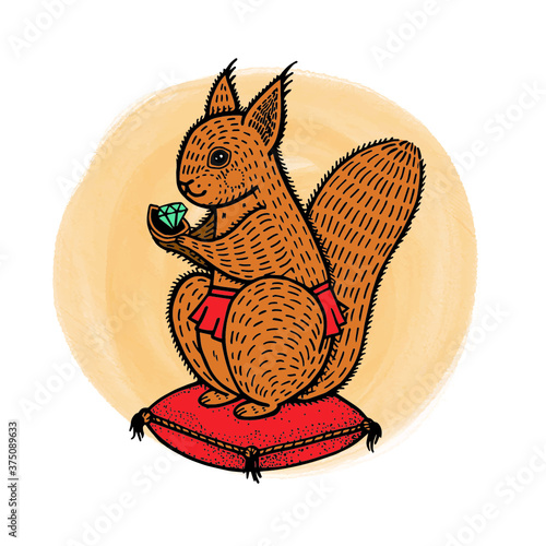 Squirrel nibbles an emerald