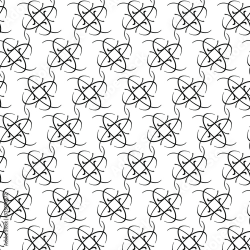 Vector abstract transparent geometric ornament monochrome seamless pattern background tile with roses