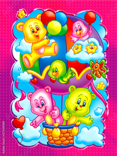 a digital illustration of a cute bears