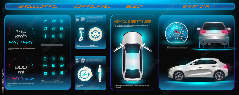 Futuristic car service, scan, diagnose and analyze vehicle data ...