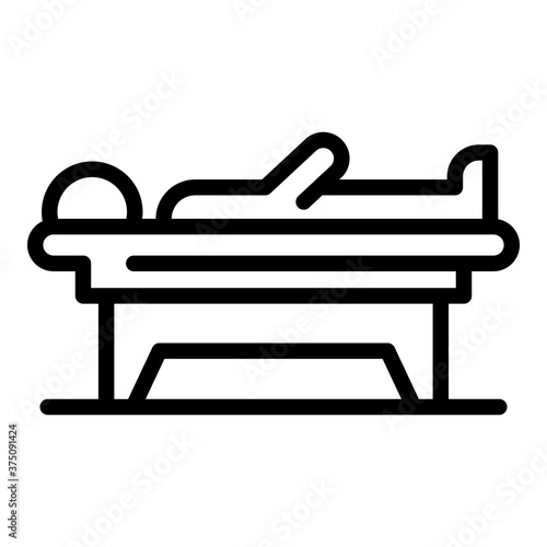 Handicapped man bed icon. Outline handicapped man bed vector icon for web design isolated on white background