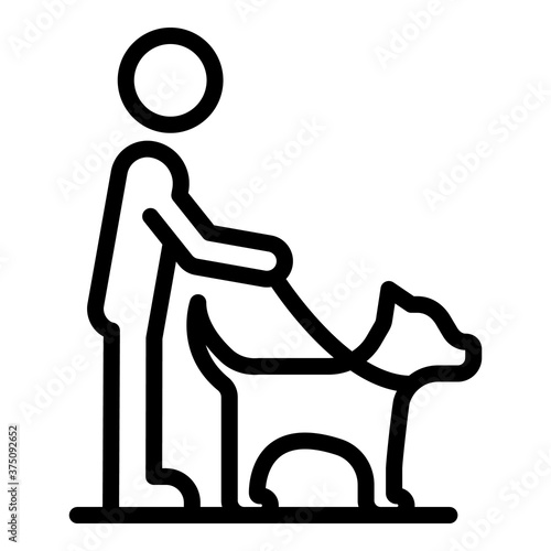 Blind man with dog icon. Outline blind man with dog vector icon for web design isolated on white background
