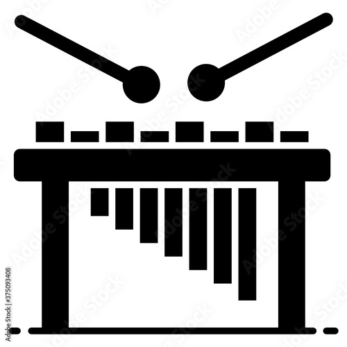 
Percussion instrument with rattle, icon of marimba vector design  
