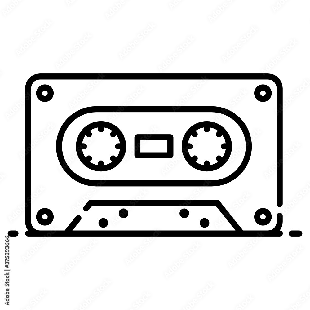 A magnetic tape for audio recording, cassette icon
A magnetic tape for audio recording, cassette icon
