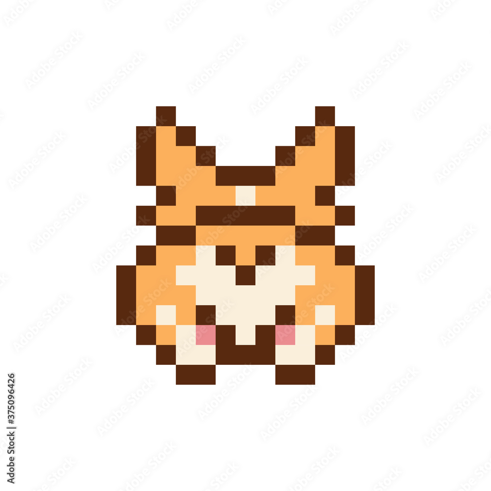 Fototapeta premium Pixel art cute back butt corgi dog vector isolated illustration