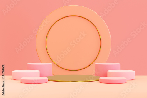 3d render, Abstract pastel background with geometric shape, podium for product, Minimal concept, autumn color
