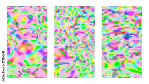 Multicolored background set. Bright vector artwork. Vertical good vibes colorful templates
