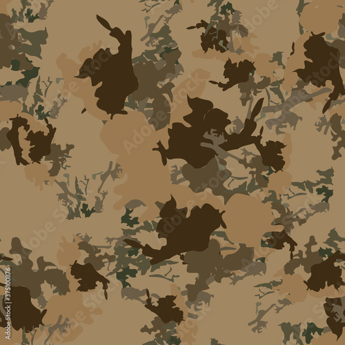Desert camouflage of various shades of brown, green and beige colors