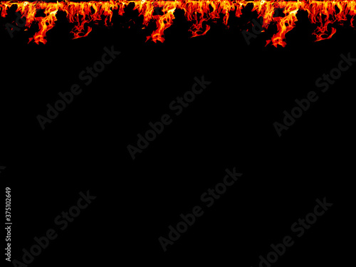 orange beautiful fire flame abstract blaze texture hot sparks glowing flying on black.