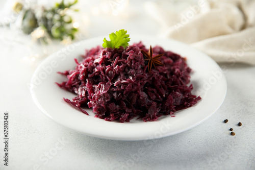 Traditional homemade red cabbage stew