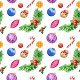 New year's raster illustration. Christmas toys, cover sketch, banner, print, patterns.