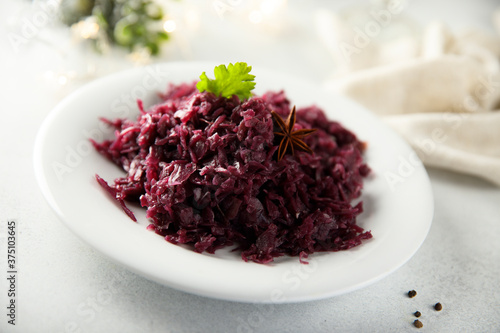 Traditional homemade red cabbage stew