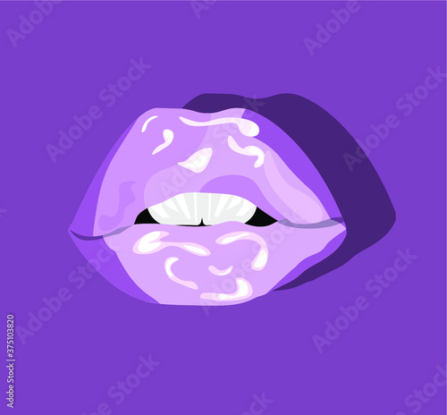 Wallpaper Mural Vector illustration of purple glossy lips with sequins ajar. Torontodigital.ca