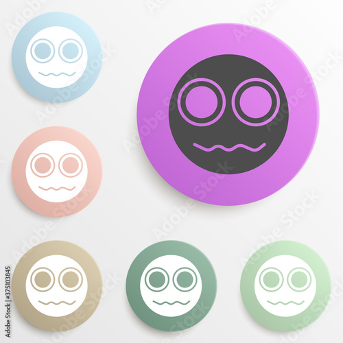 an indignant smiley badge color set. Simple glyph, flat vector of web icons for ui and ux, website or mobile application