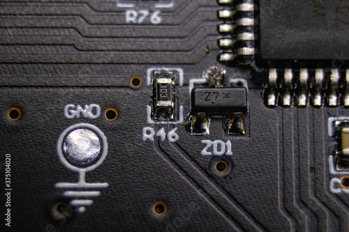 sharp close up for ground test point next to microcontroller