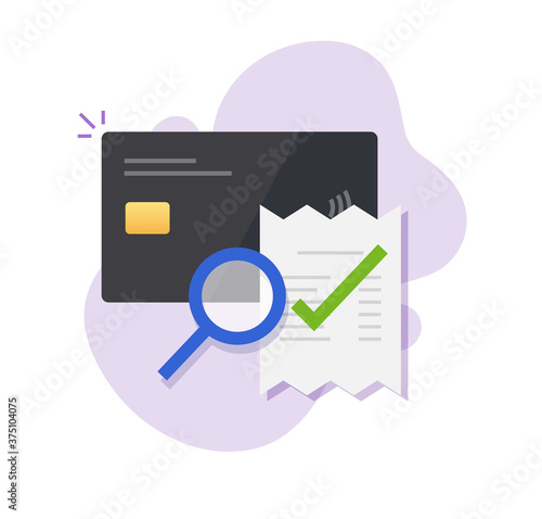 Bank credit card bill payment verification, audit of digital money fraud transaction vector icon, accounting analysis expenses, order pay, budget balance, financial compliance, valid cash transaction
