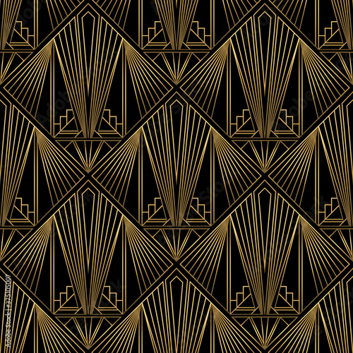 Art Deco Pattern. Vector gold black background