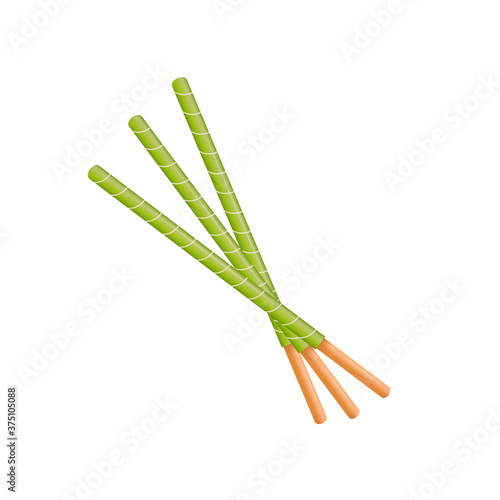 Matcha sticks. Dipped stick. Dipped stick pattern vector. Matcha dipped cookie sticks.