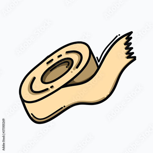 Tape doodle color vector icon. Drawing sketch illustration hand drawn line eps10