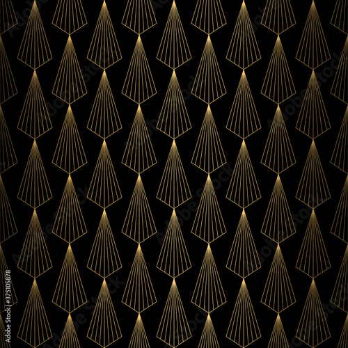 Art Deco Pattern. Vector gold black background