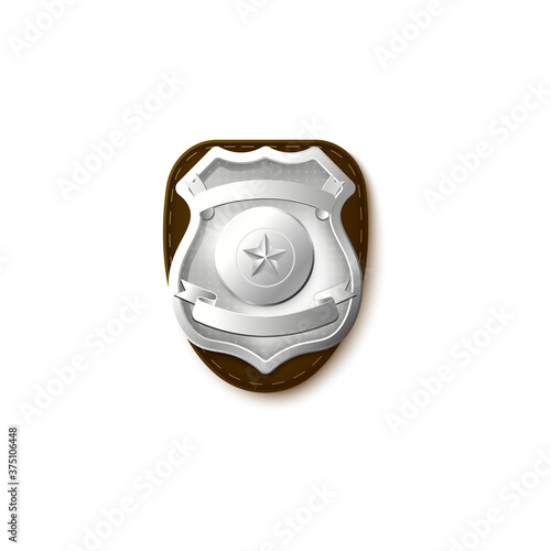 Silver police or constabulary badge template vector illustration isolated.