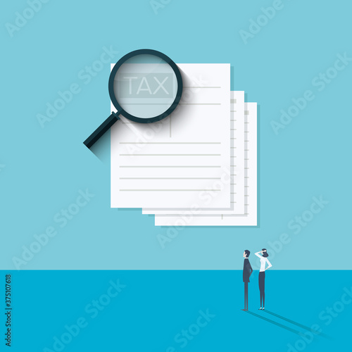 Accounting website vector illustration with tax return, deduction, VAT planning symbol.