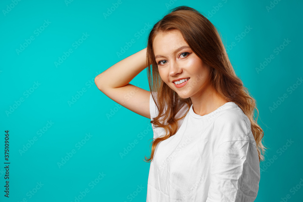 Portrait of a young beautiful happy woman smiling Portrait of a young beautiful happy woman smiling