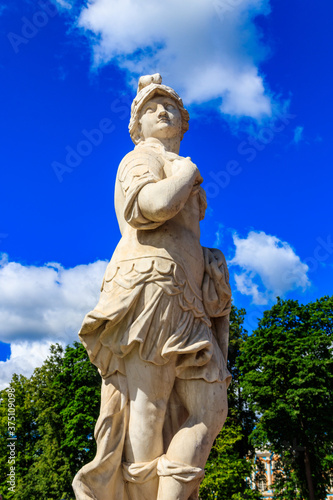Symbolic marble statue Warrior Valor in Catherine park at Tsarskoye Selo in Pushkin  Russia