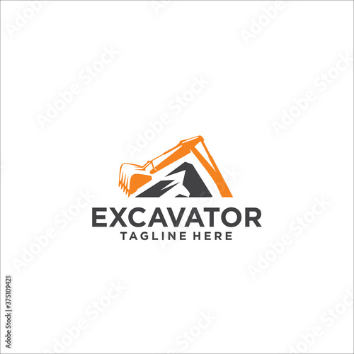 excavator logo design template silhouette vector icon