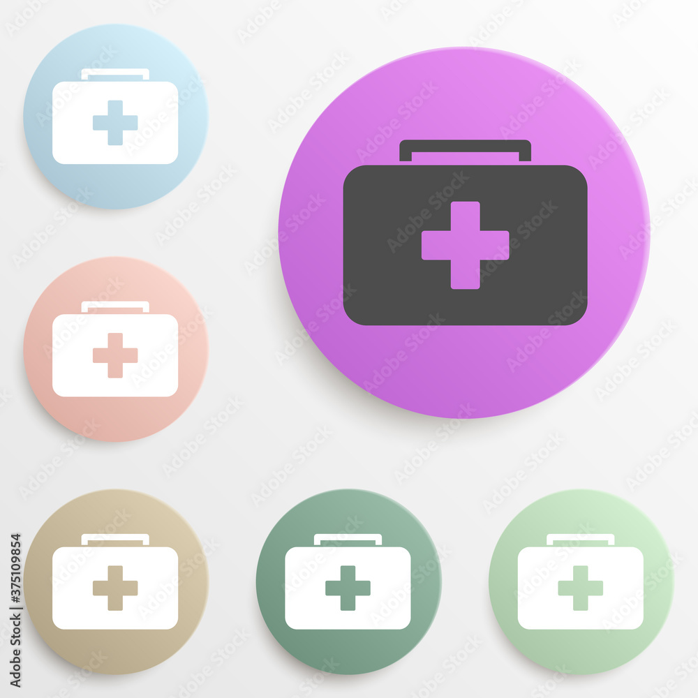 first aid kid badge color set. Simple glyph, flat vector of web icons for ui and ux, website or mobile application first aid kid badge color set. Simple glyph, flat vector of web icons for ui and ux, website or mobile application