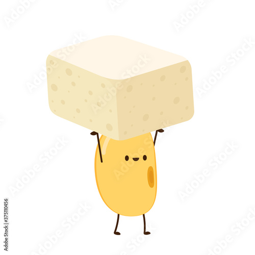 Soybean vector. Soybean character design. Soybean and tofu vector.