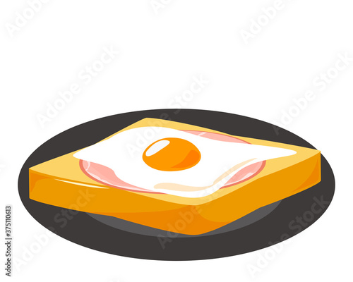 ハムエッグとトーストの朝食セットのベクターイラスト
タイトル変更