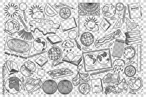 Geography doodle set