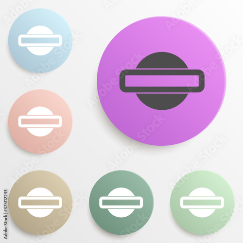 prohibition sign badge color set. Simple glyph  flat vector of web icons for ui and ux  website or mobile application
