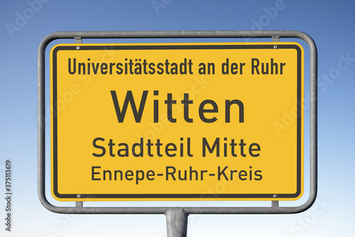 Ortstafel Universitätsstadt an der Ruhr, Witten, Stadtteil Mitte, Ennepe-Ruhr-Kreis , (Symbolbild)