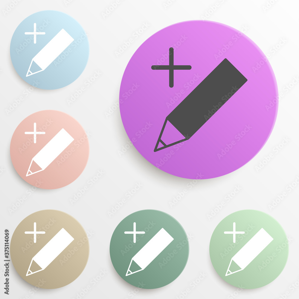 pen plus badge color set. Simple glyph, flat vector of web icons for ui and ux, website or mobile application pen plus badge color set. Simple glyph, flat vector of web icons for ui and ux, website or mobile application